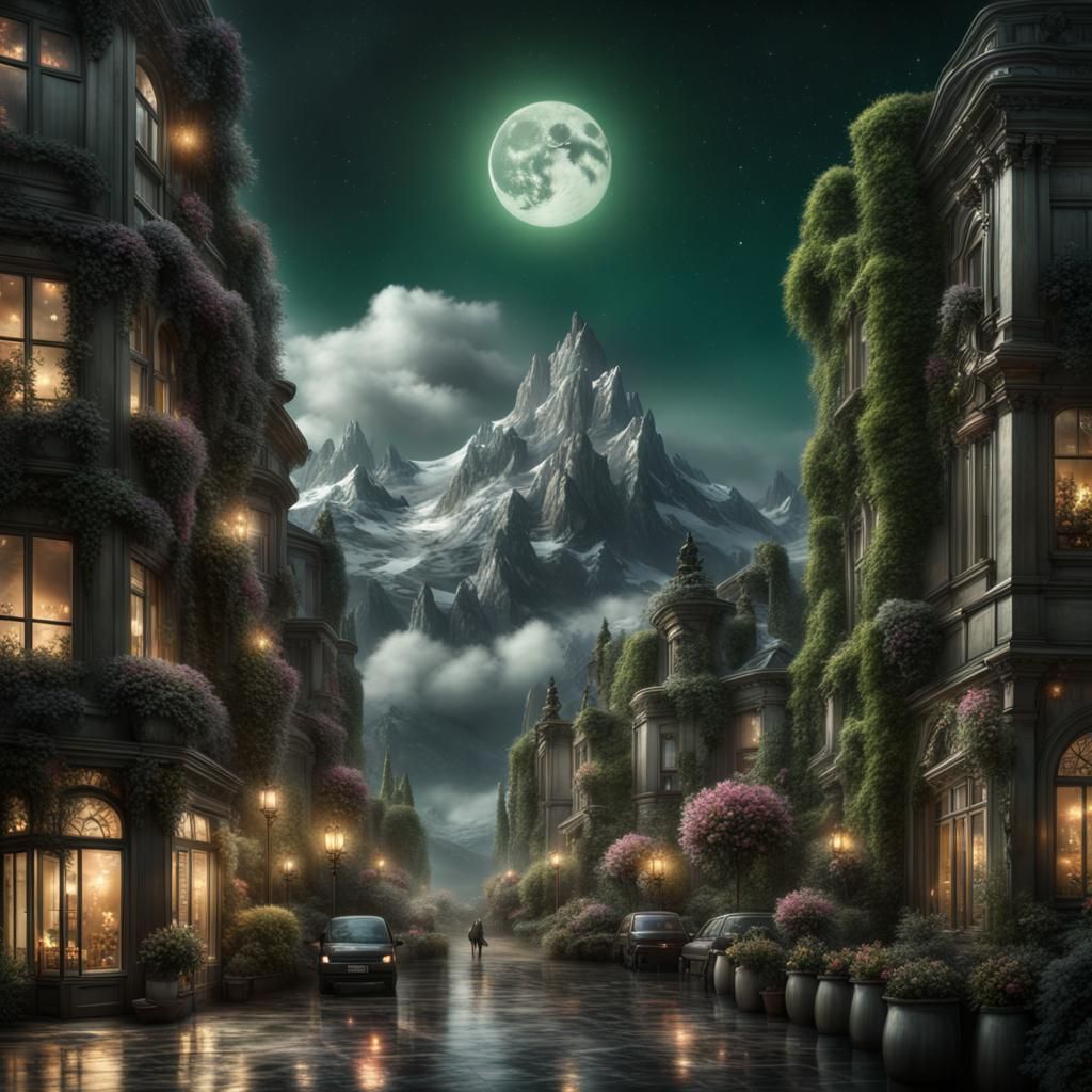 Epic Woman's Face in Floral Cloudscape