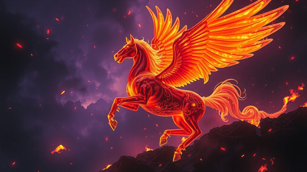Fiery Pegasus in Art Nouveau Style