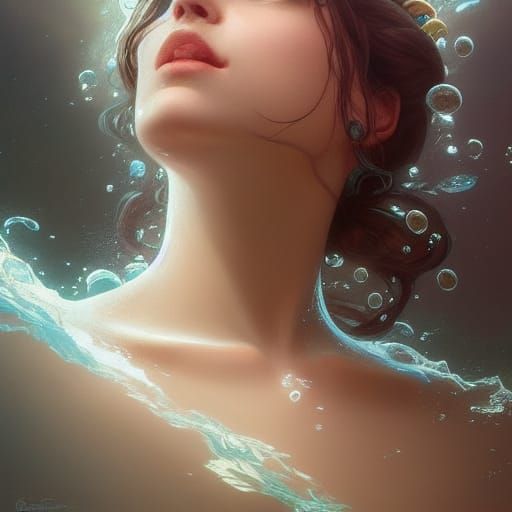 Goddess of Water Portrait in Hyperdetailed Style