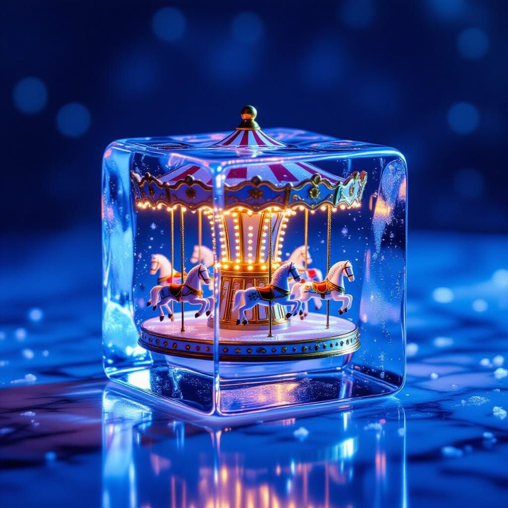 Ice Cube Carousel: Hyper-Realistic Macro Photography