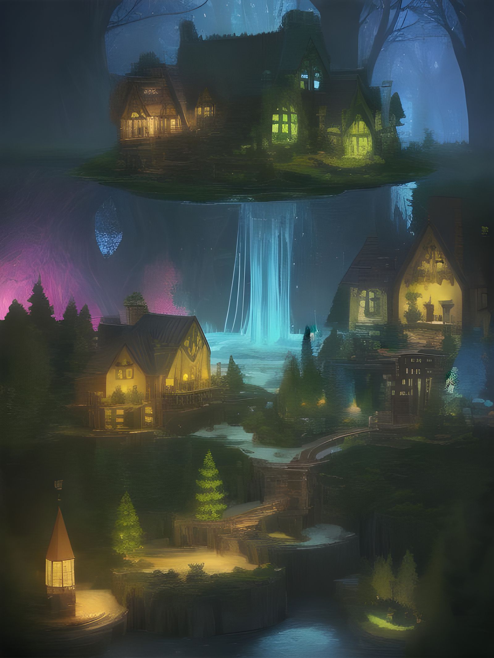 Magical Christmas Tree Village in Mystical Forest