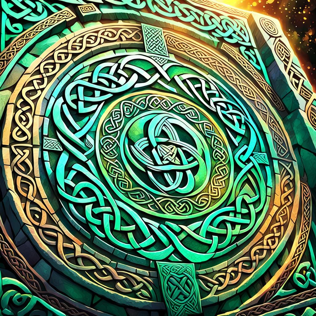 Mystical Celtic Stone Monument in Anime Style