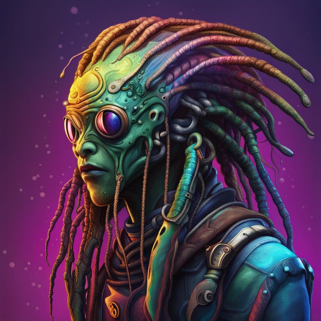 Steampunk Alien with Tentacle Dreadlocks in Hyper-Realistic ...