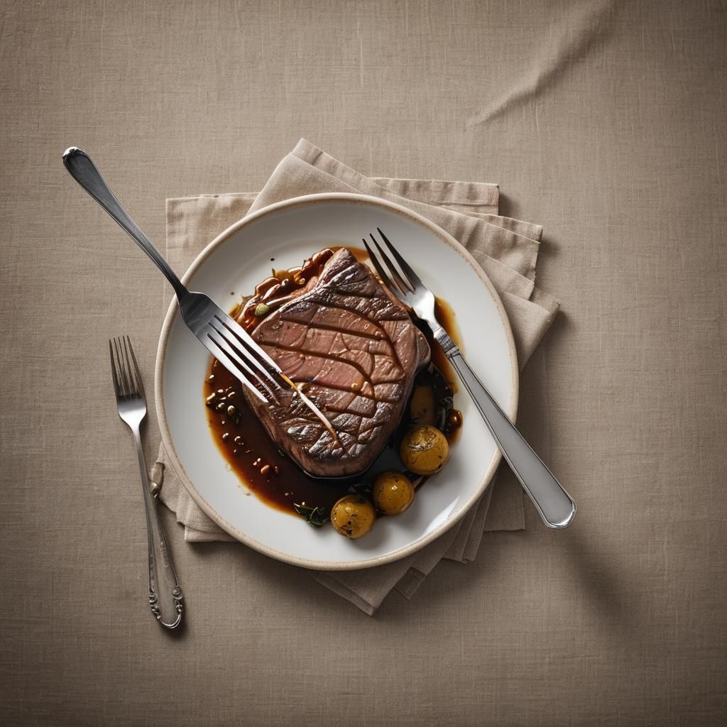 Mouthwatering Steak with Fork in High-End Food Photography