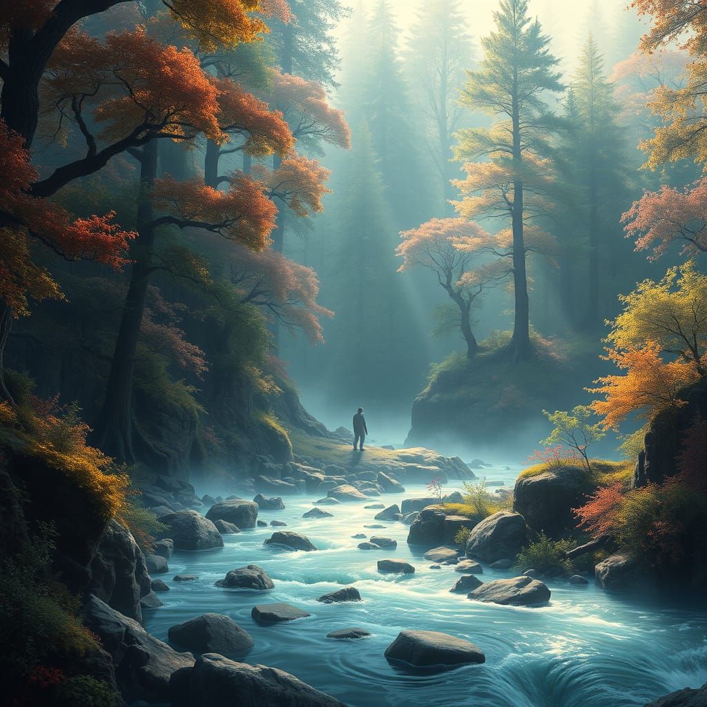 Ocean Currents Flow in Abstract Fantasy Art