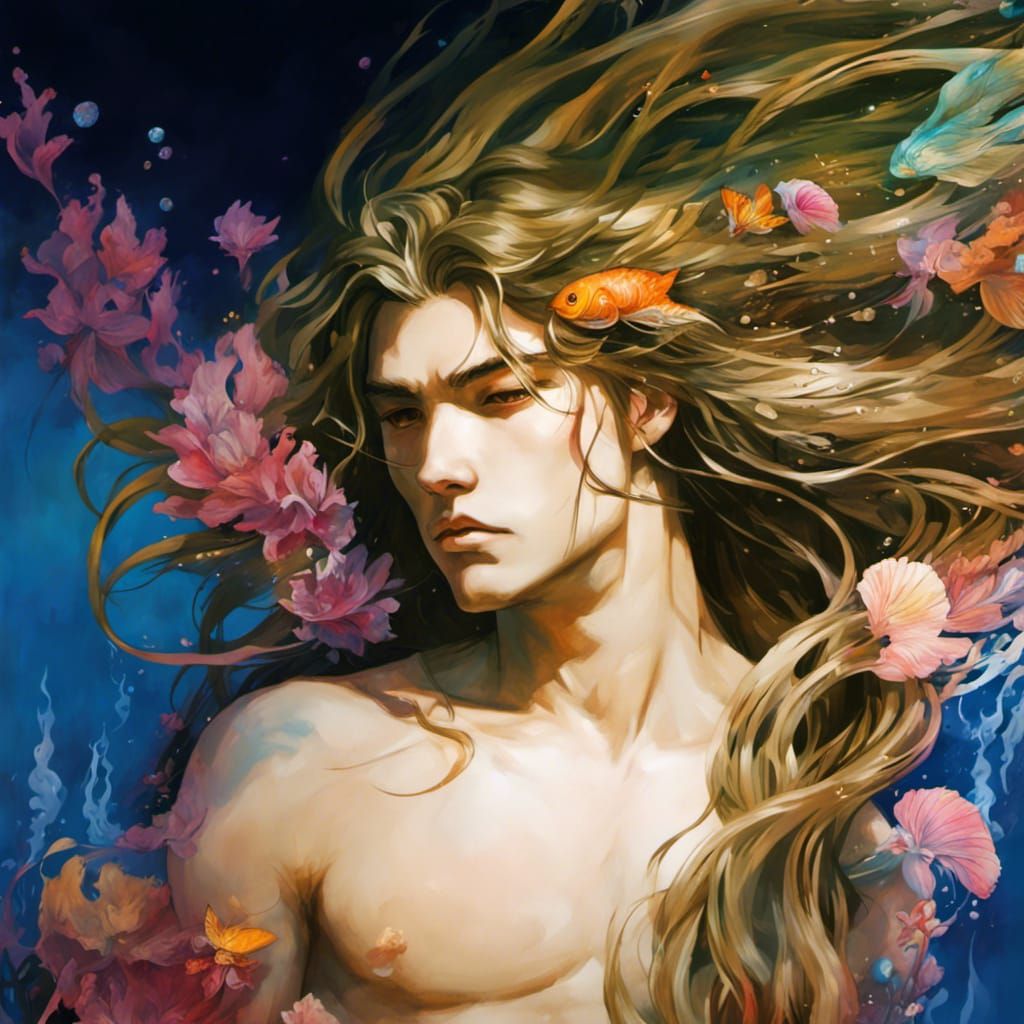 Striking Merman Concept Art in Graffiti Style