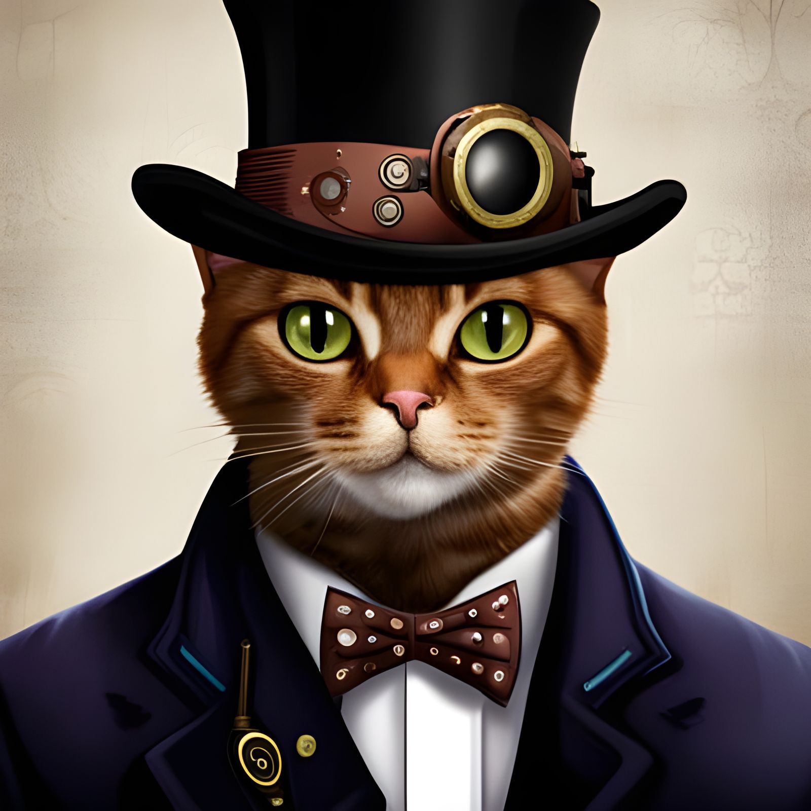 Steampunk Cat in Top Hat: An AI Creation