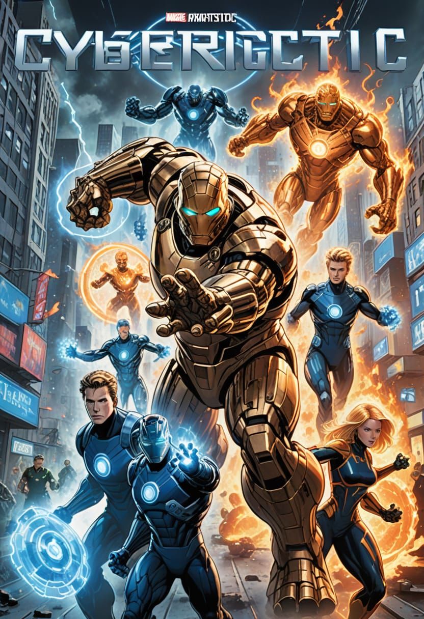 Fantastic Four Explore Futuristic Cyberpunk City