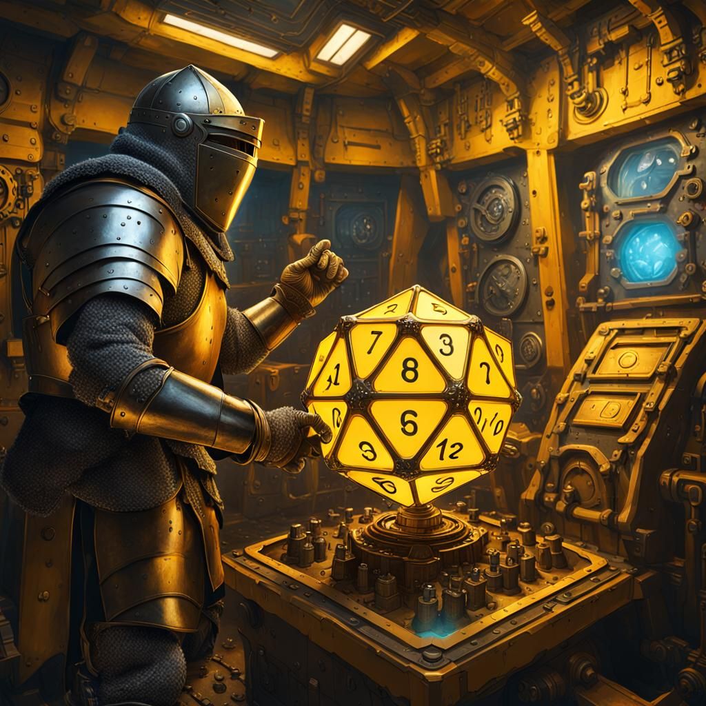 Knight Inspects Dice-Powered Spaceship Engine Room