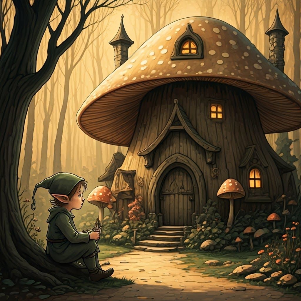 Charming Elf Child in Storybook Village