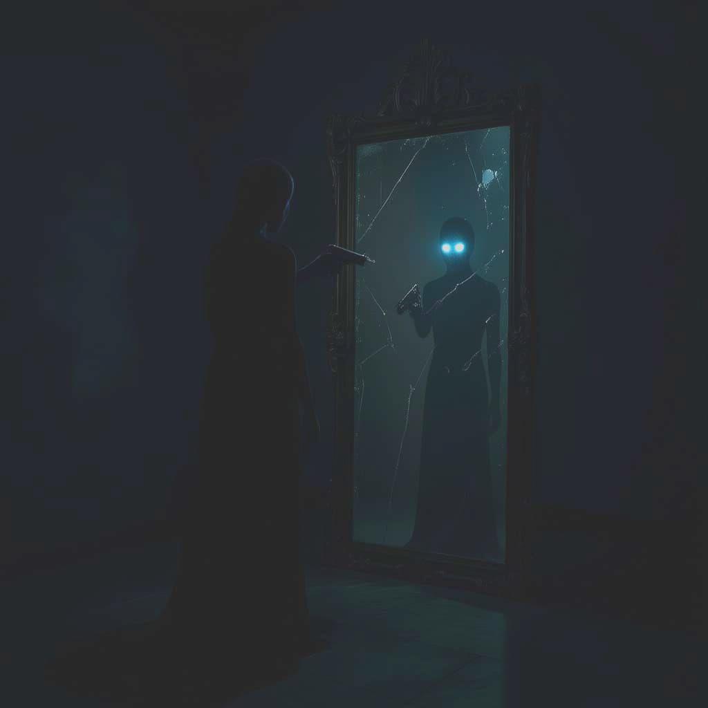 Surreal Shadow Figure in Psychological Horror