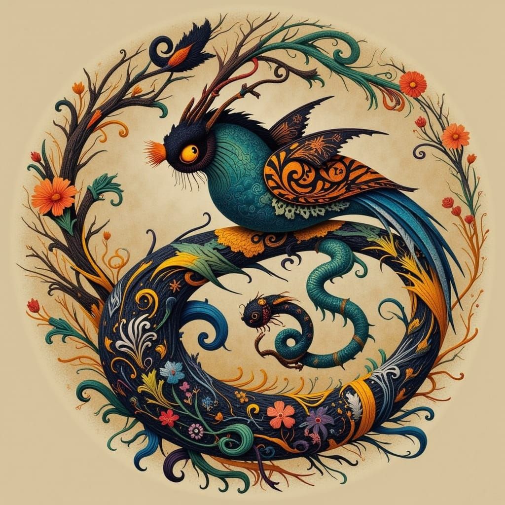 Abstract Luminaria and Cicada Song in Digital Art