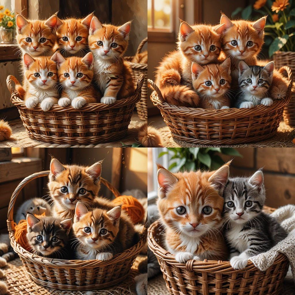 Warmth of Furry Friends in a Cozy Basket