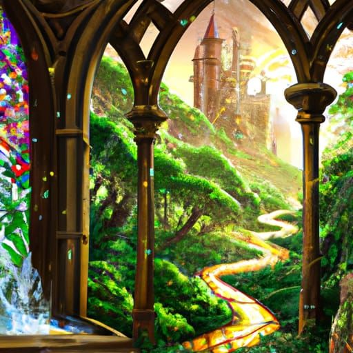 Stained Glass Landscape in Digital Art Style