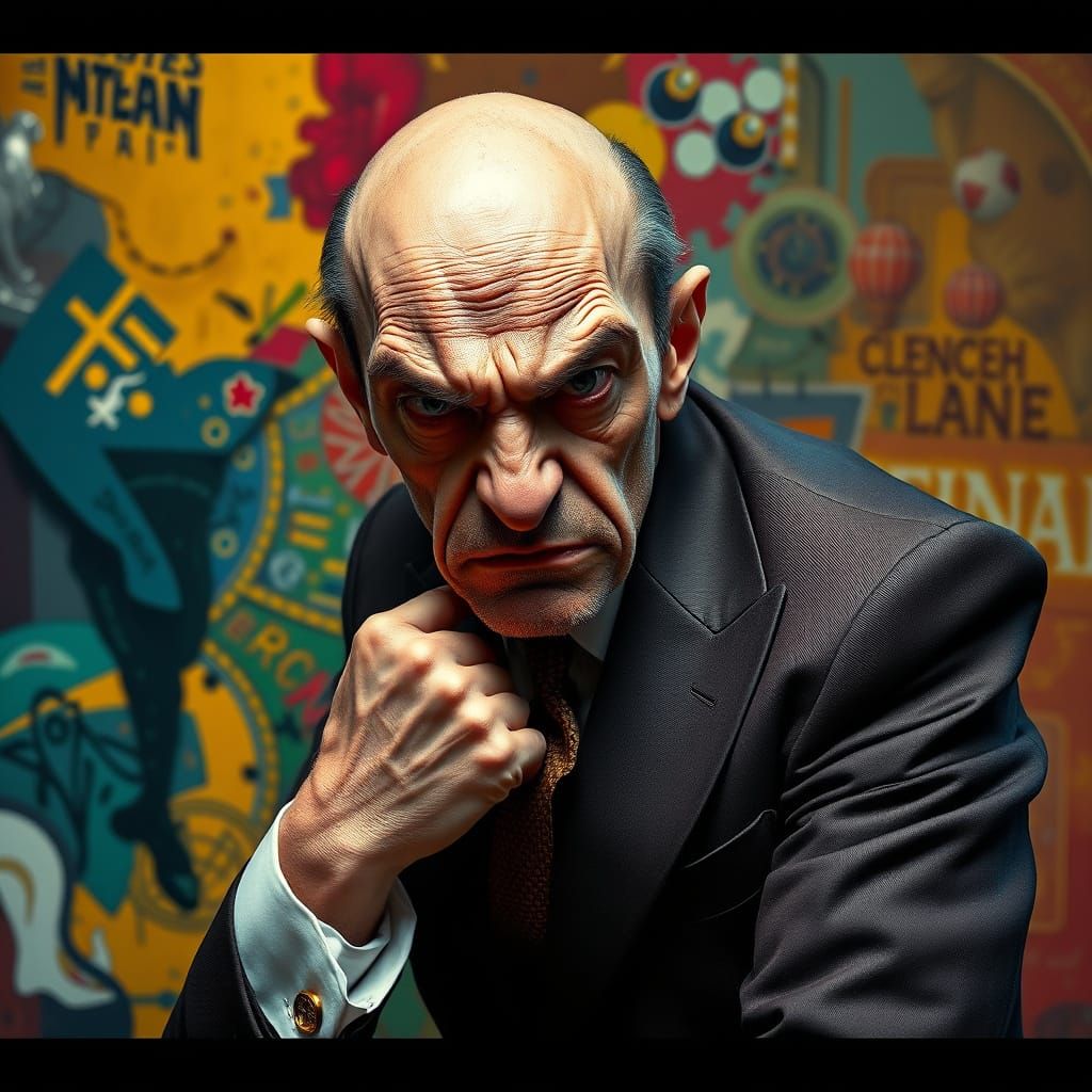 Man in Tailored Suit Exuding Restrained Fury