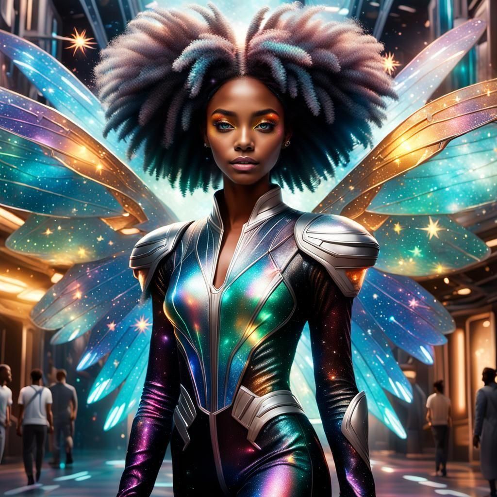 Caribbean Fairy Flies Spaceship Through Galaxy