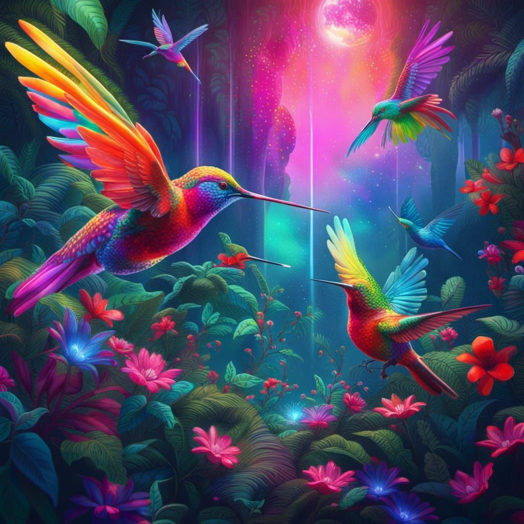 Neon Jungle: Nature and Technology Intertwined