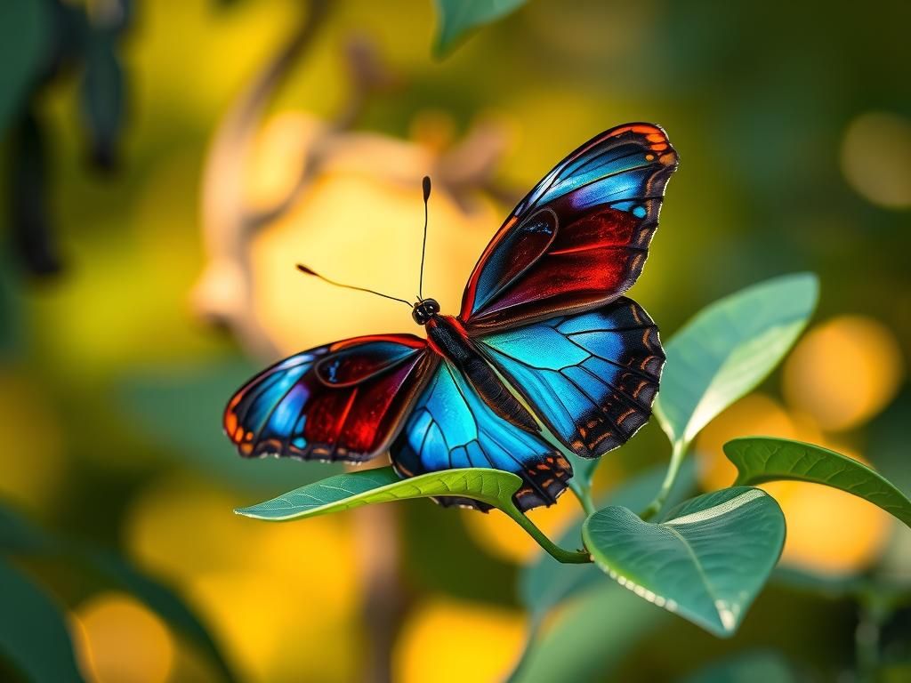 Majestic Heliconius Charithonia Butterfly on Green Leaf