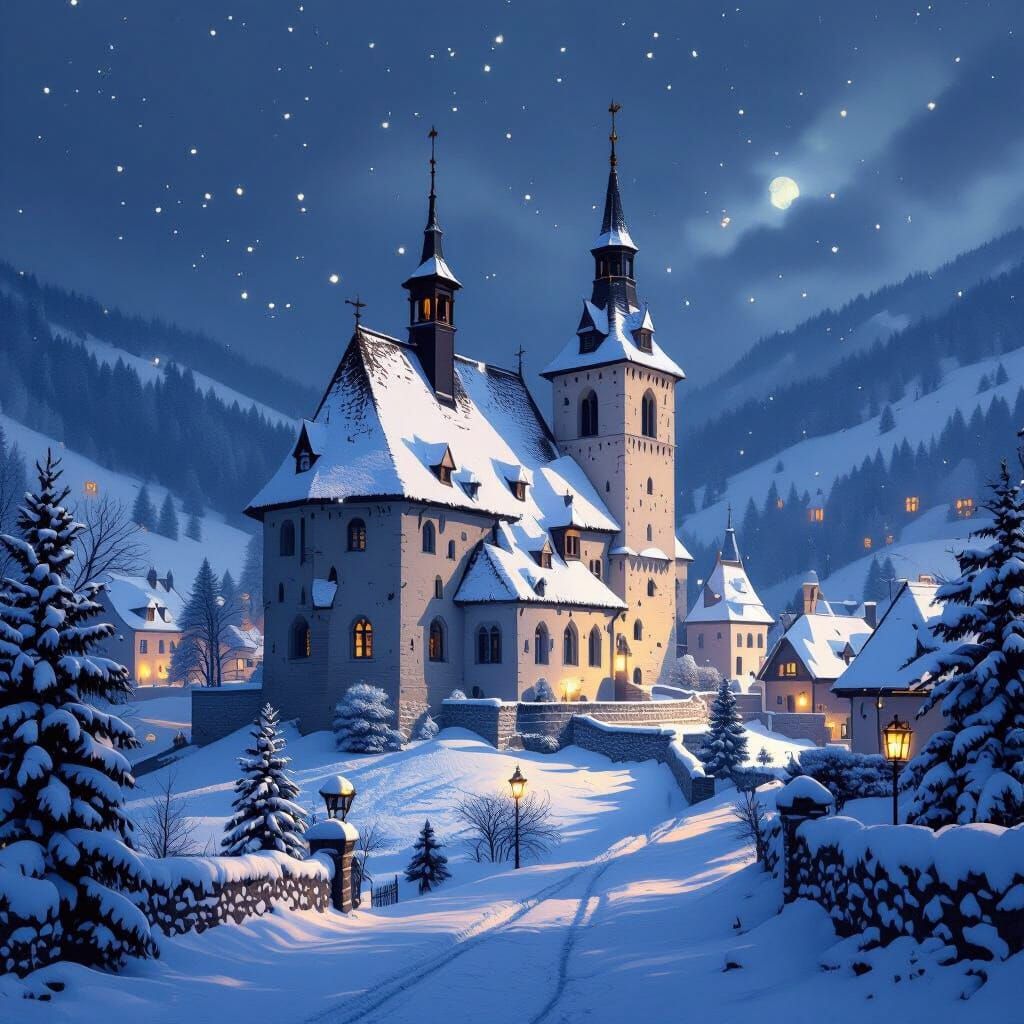 Biertan Fortified Church in Snow with Magical Light