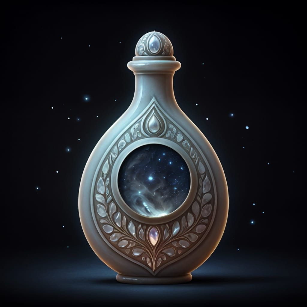 Glowing Moon Sigil Alabaster Bottle