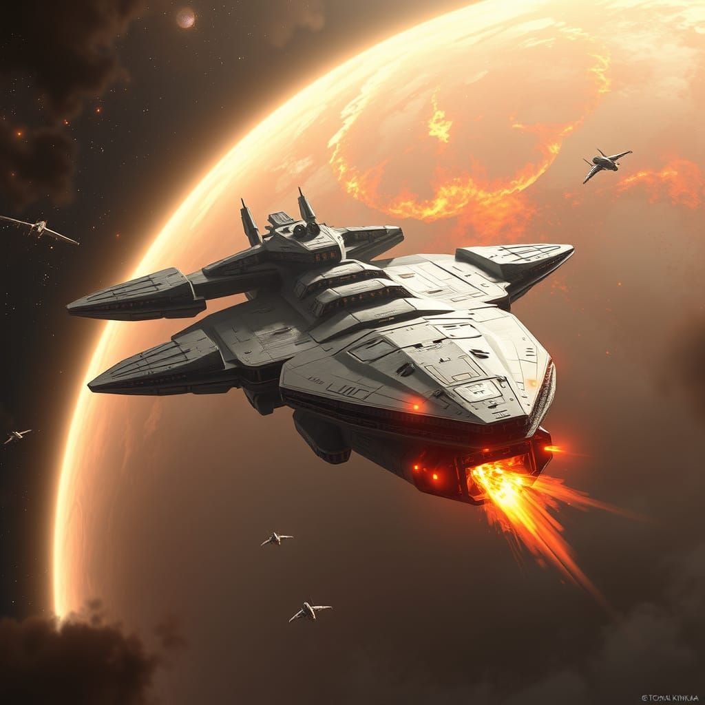 Cosmic Inferno in Space - Fantasy Hyperdetailed Painting