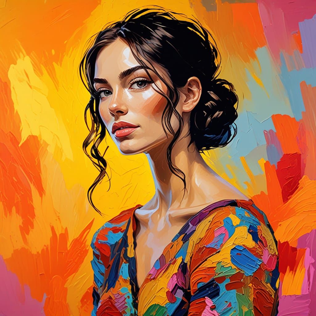 Expressionist Portrait of a Woman with Impasto Texture