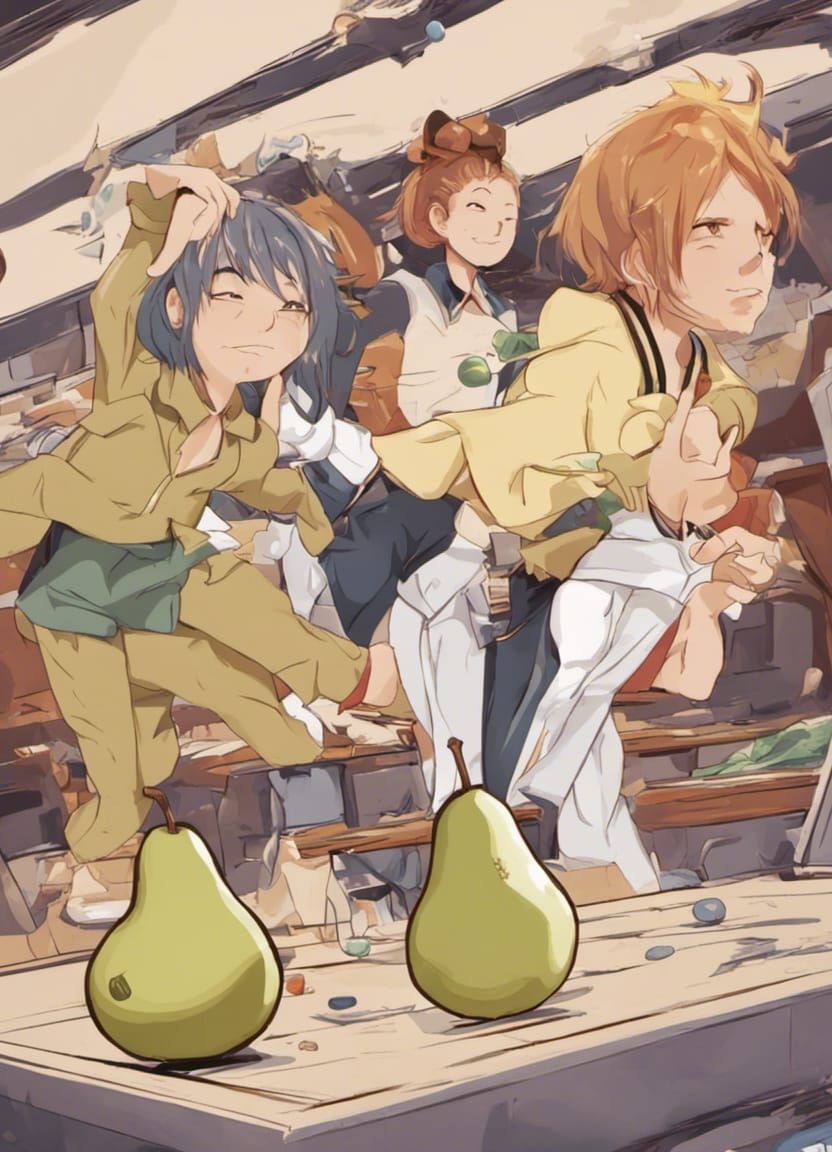 Pear Bowling in Anime Style
