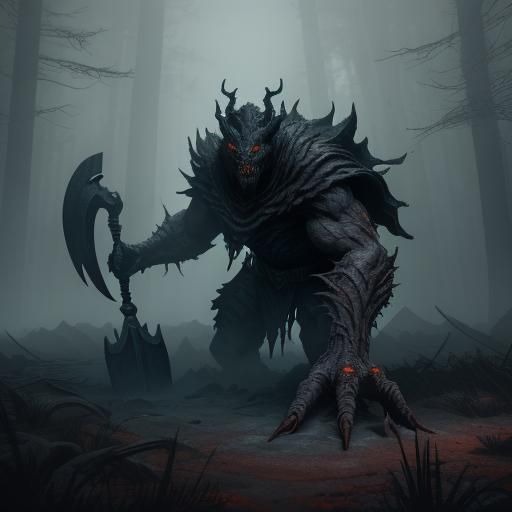 Grotesque Stone Shovel Creature in Dark Fantasy Style