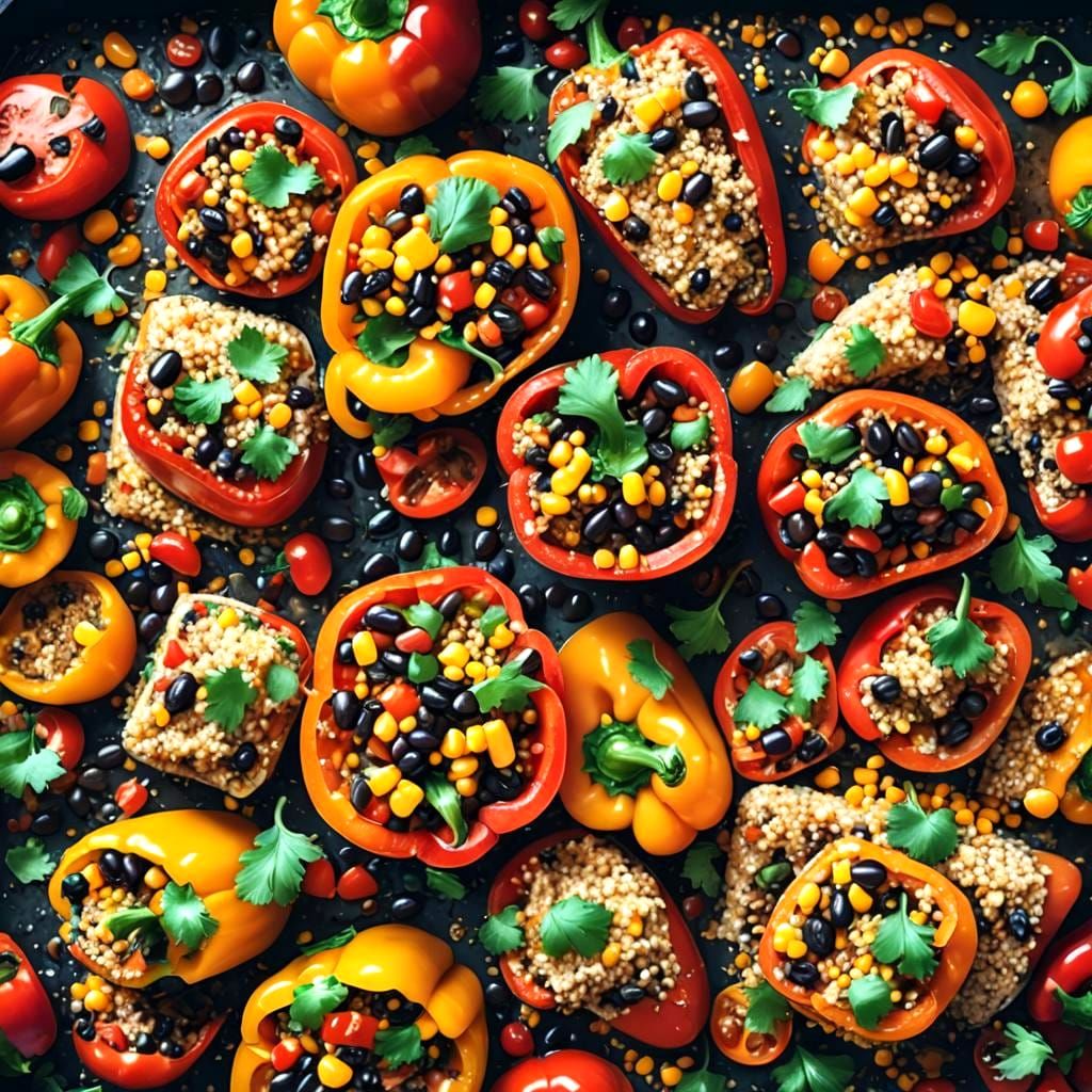 Colorful Stuffed Bell Peppers as Detailed Matte Painting
