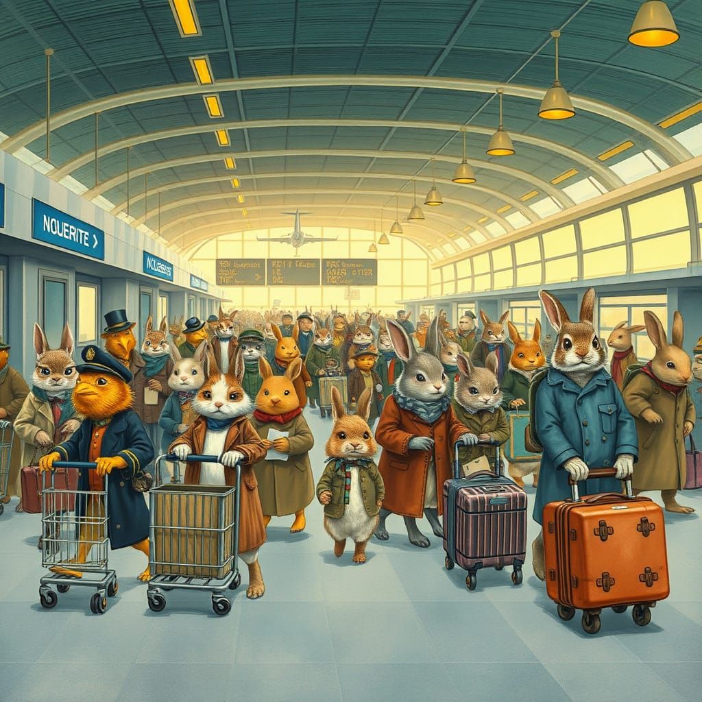 Whimsical Airport Adventure in Fantastical Style