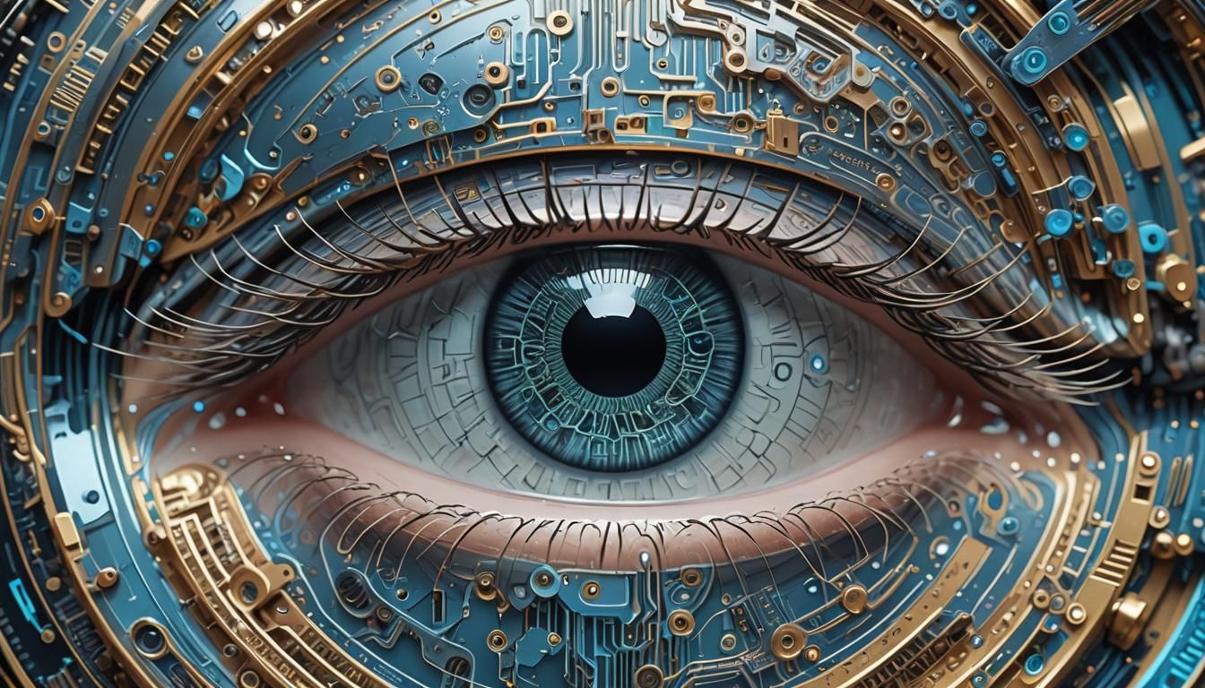 Intricate Cybernetic Eye with Glowing Circuitry