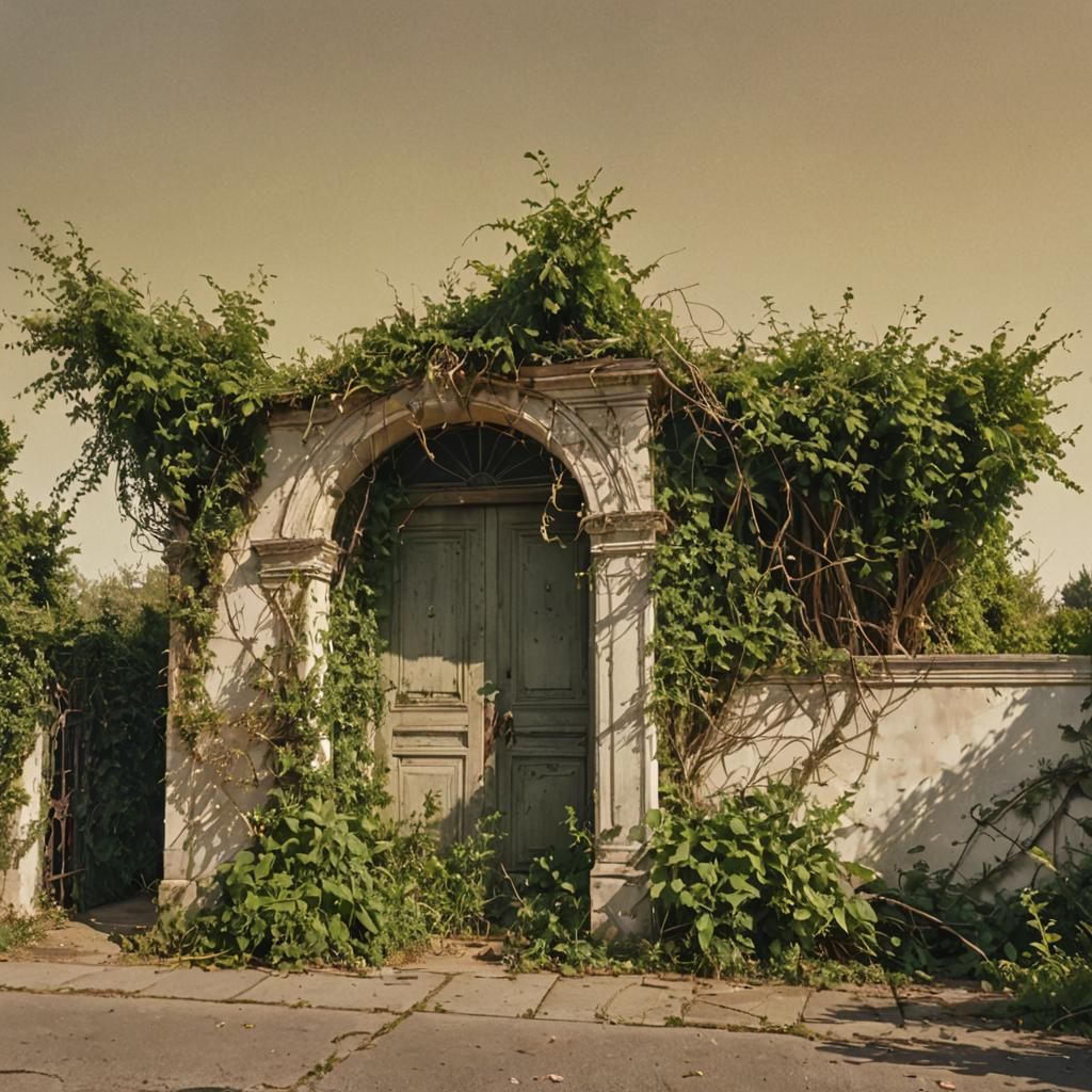 Melancholic Abandoned Entrance in Earth Tones