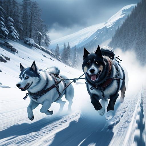 Dogsled Adventure in Dynamic Winter Wilderness