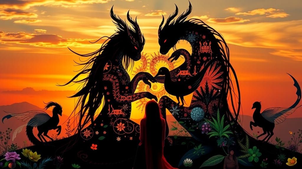 Mystical Collage: Myth and Folklore Creatures Awaken