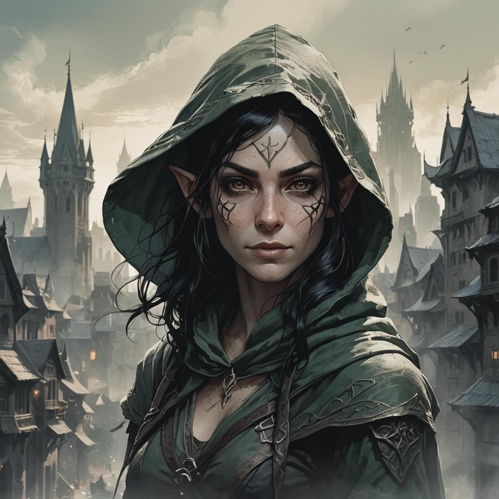 Elven Rogue Double Exposure Silhouette