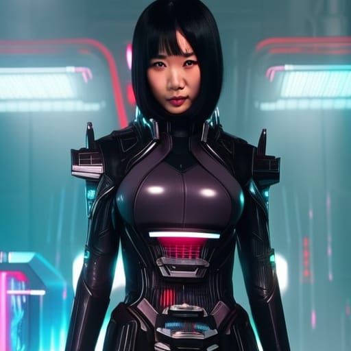 Asian Healing Machine in Cyberpunk 2099 Neon Style
