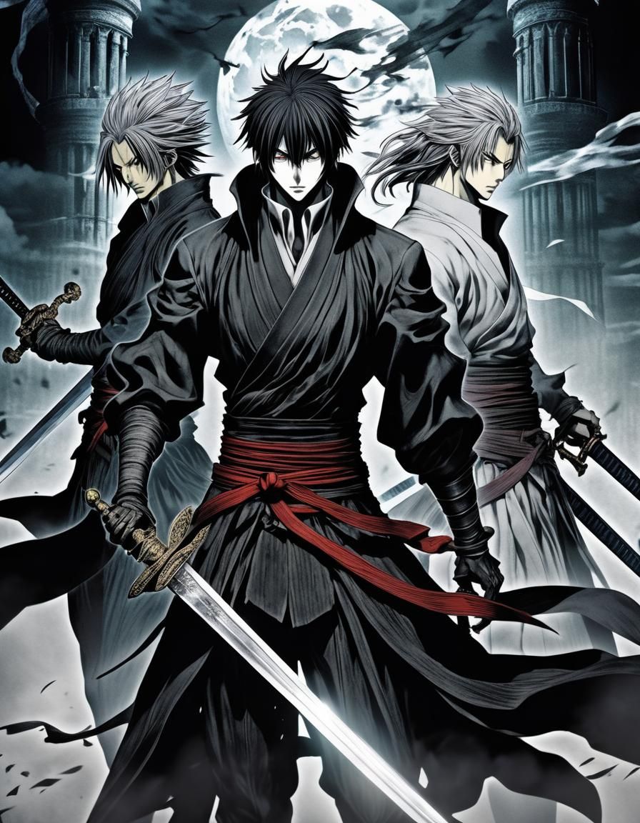 Dark Fantasy Manga Anime Key Visual: Pen vs Sword