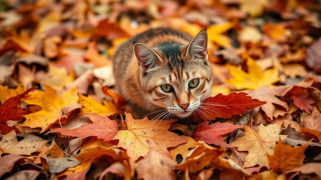 Autumn Leaves Form Cat Head