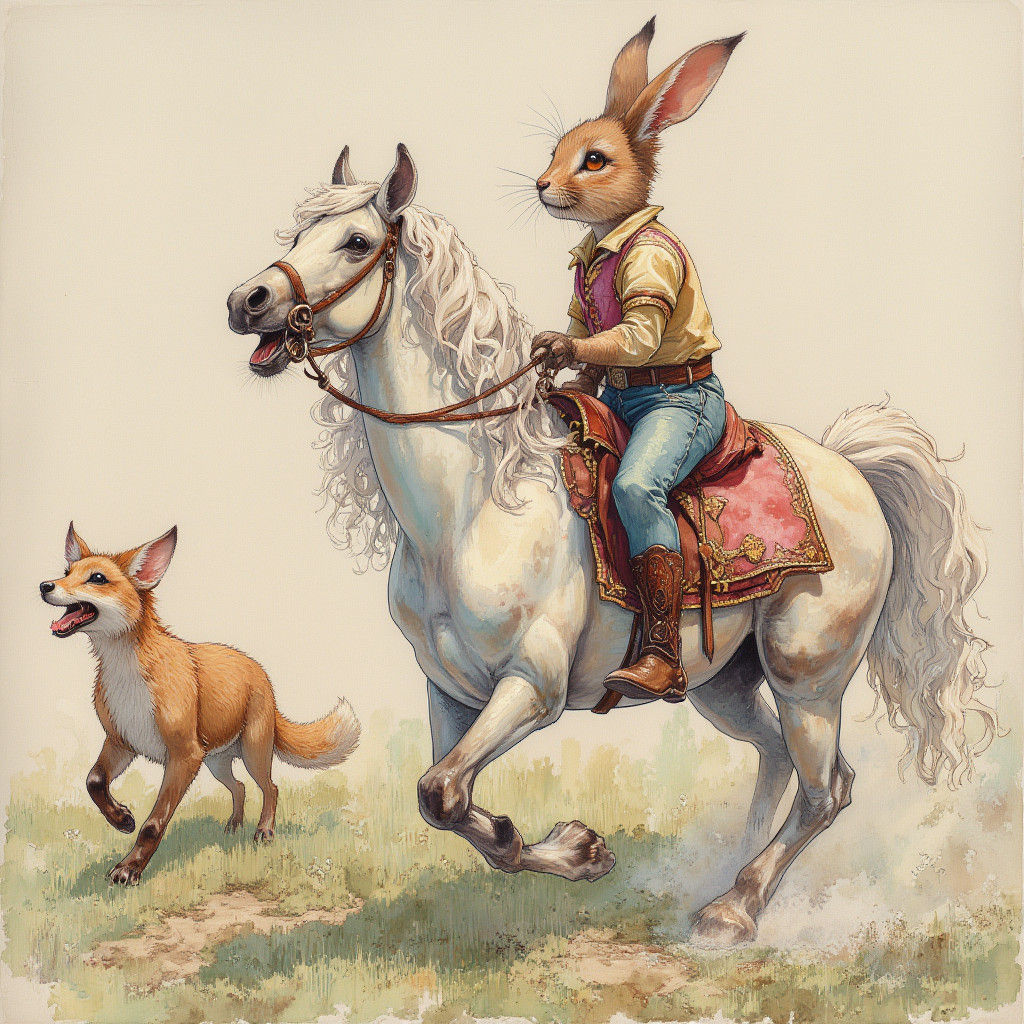 Rabbit Rides Horse Chasing Fox