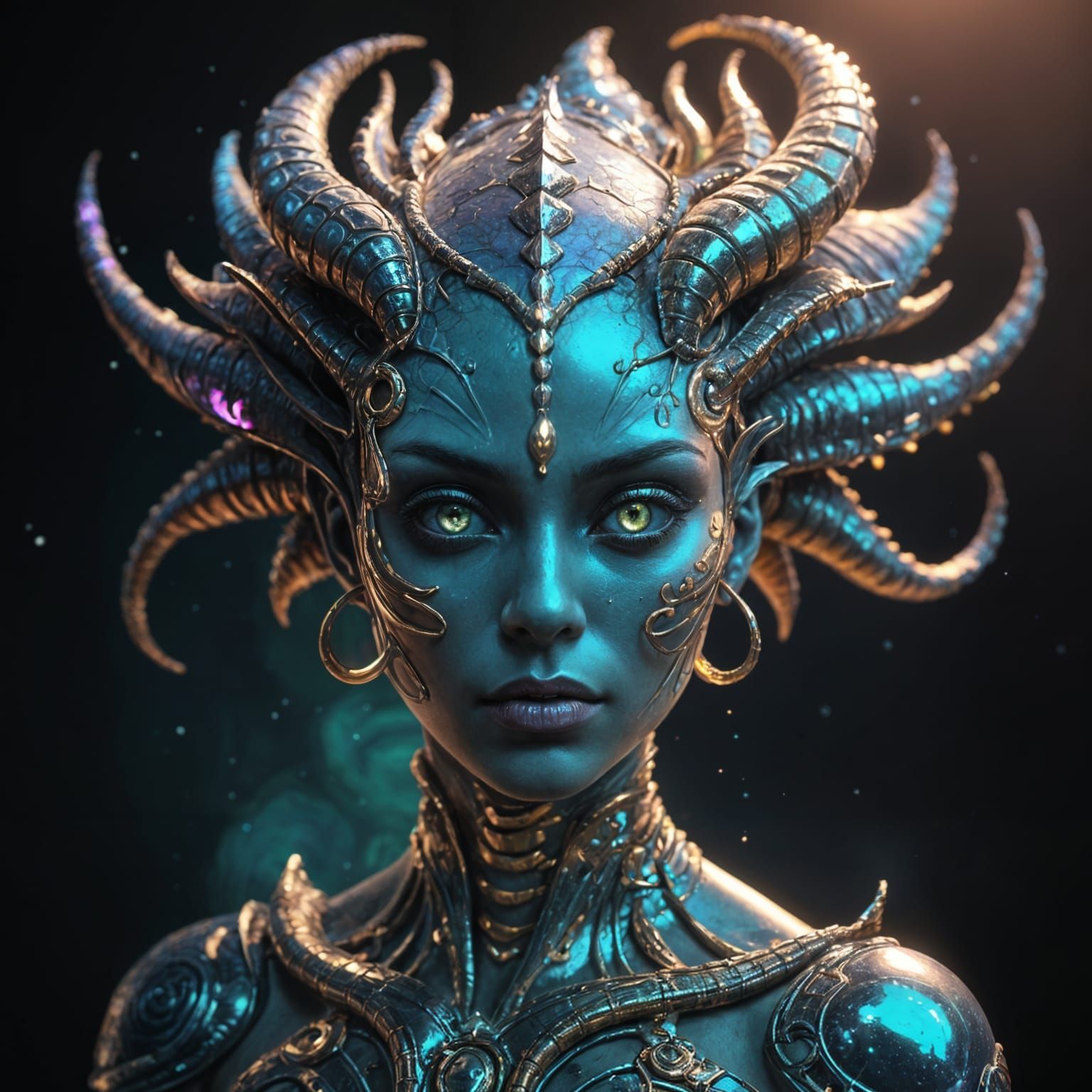 Iridescent Alien Goddess in Splendid Matte Painting