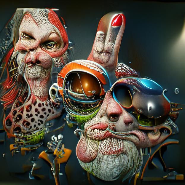 Surreal Rock Aliens in Space, Digital Art