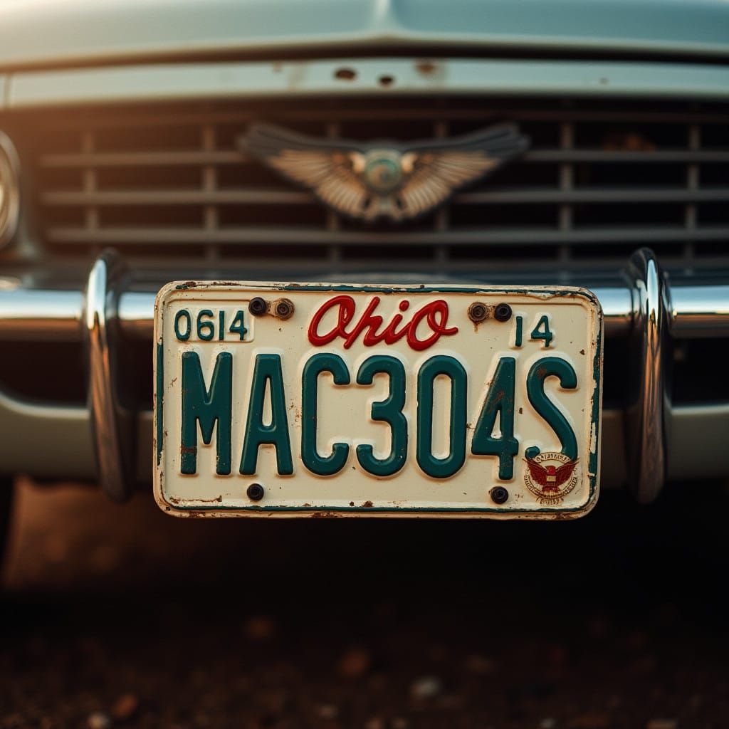 Vanity Plate MAC304S Ohio License Plate in Warm Golden Light