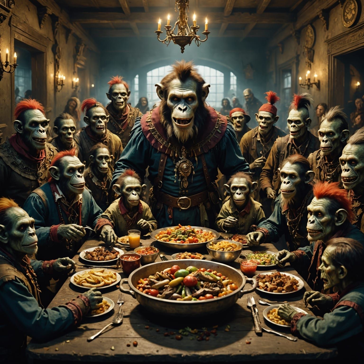 Zombie Clowns Feast: A Digital Matte Painting