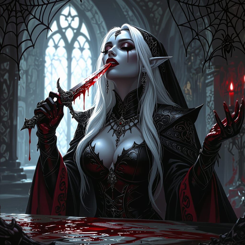 Drow Priestess of Lolth in Ecstatic Rapture