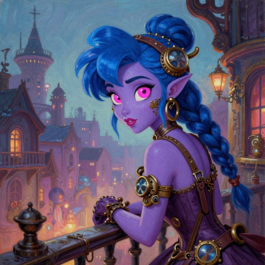 Steampunk Princess in Oil Painting Style