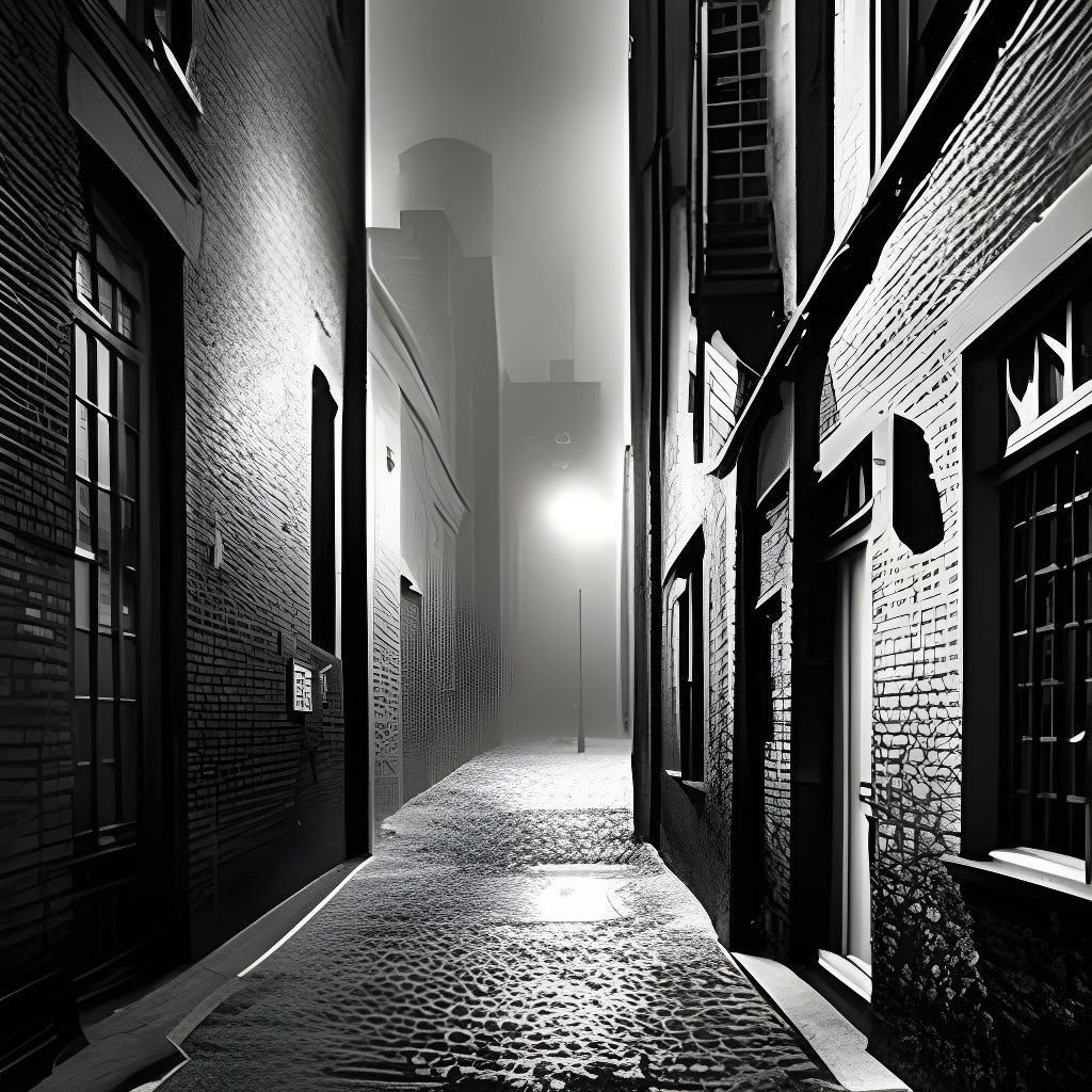 Noir London Alleyway in Film Noir Style