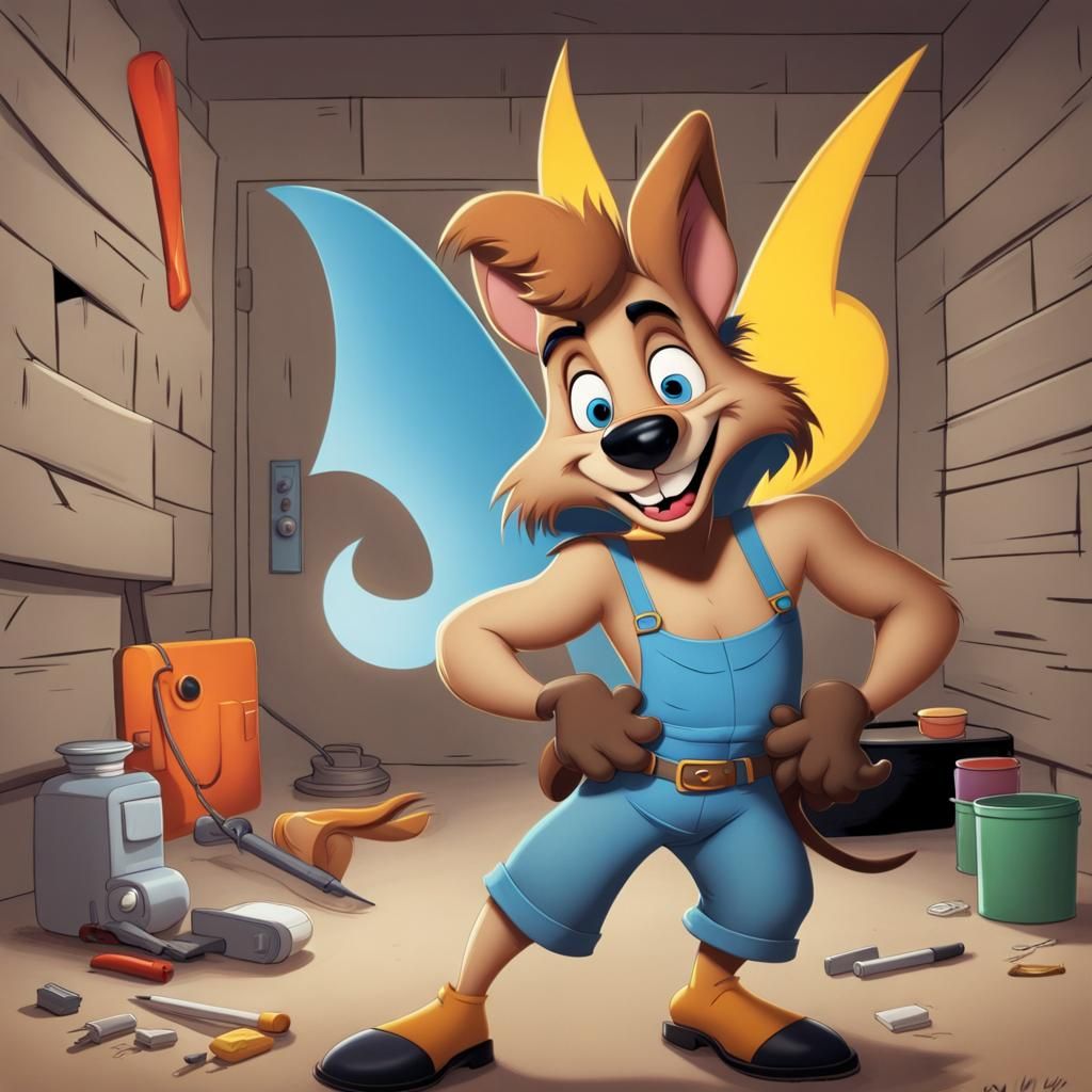 A dynamic new cartoon character named Fitz Wolf who is great at fixing stuff.