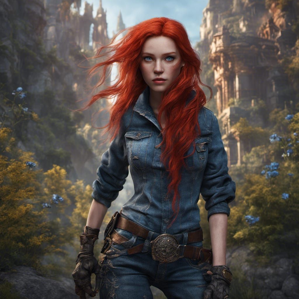 Woman with Red Hair and Blue Eyes