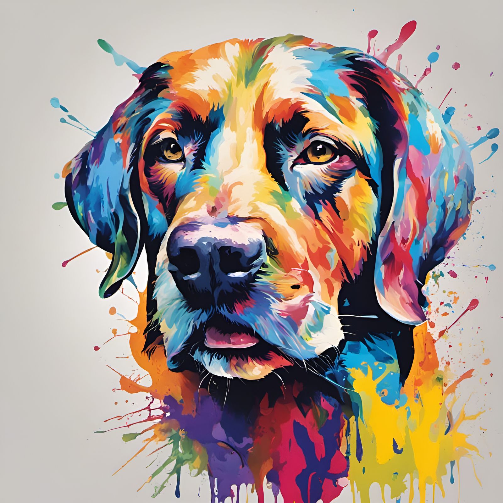 Colorful Liquid Portrait of a Dog in Splash Art