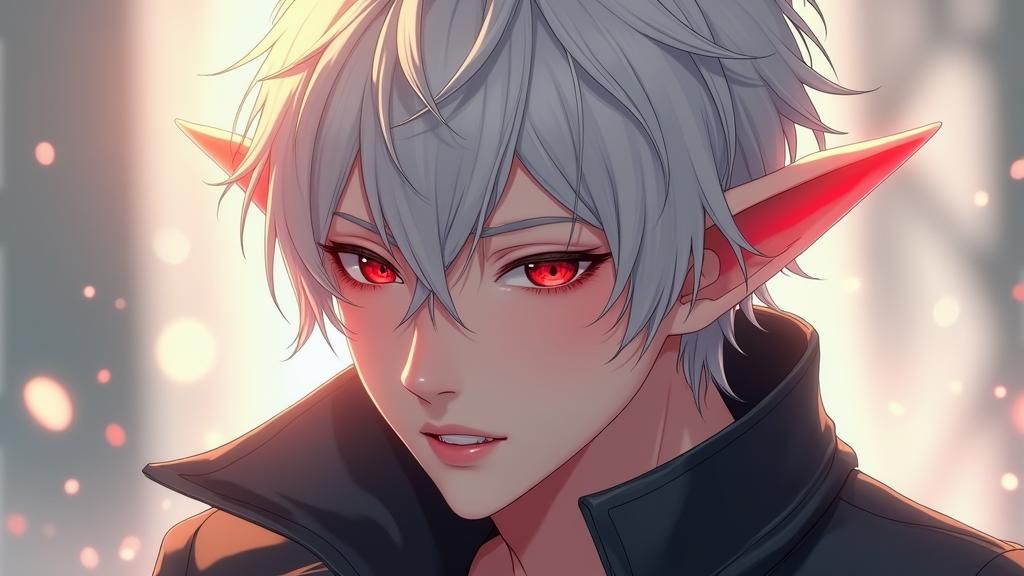 Anime Style Devil with Silver Hair, 3D Art